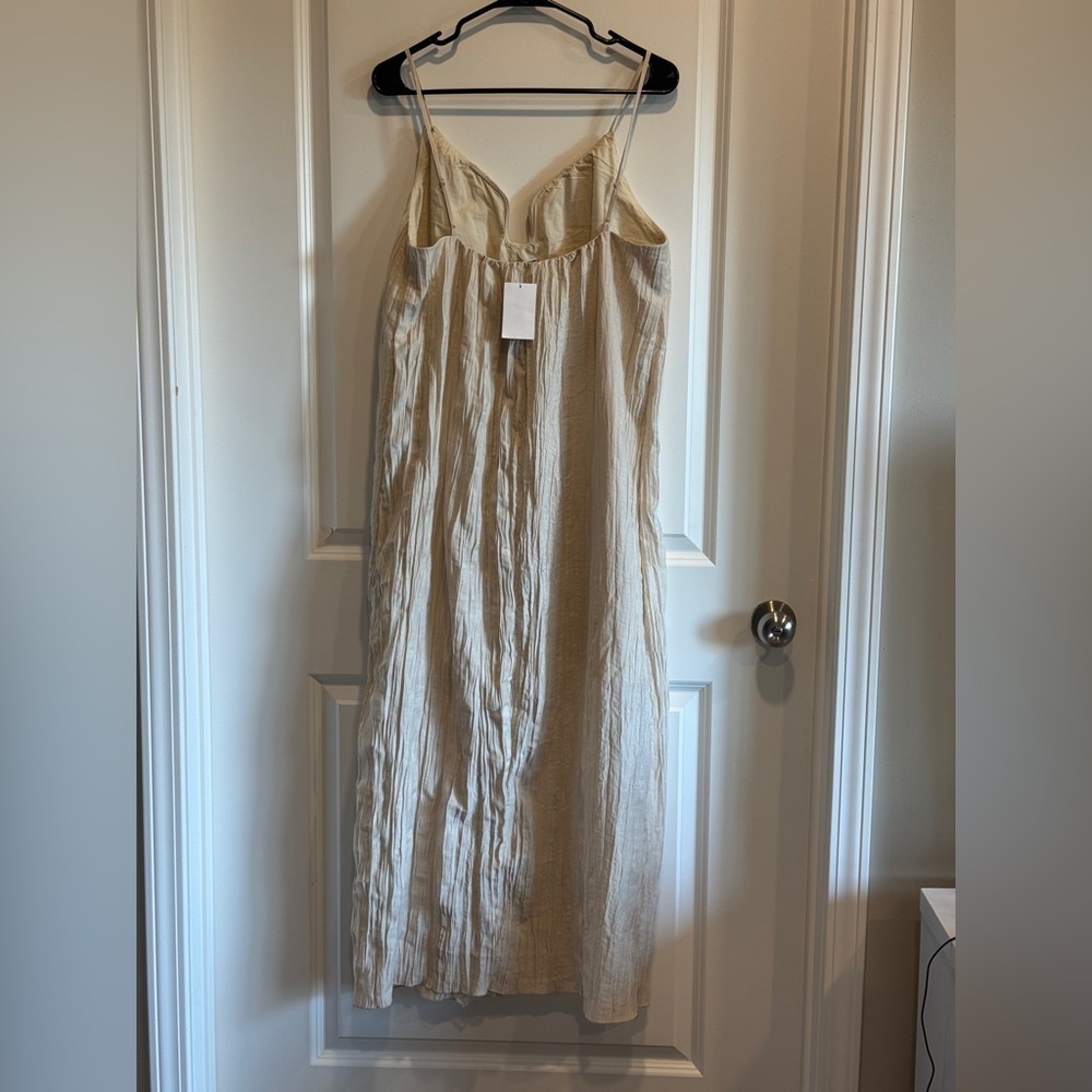 H&M‎ Edition Crinkle Midi Dress in Ivory, Sz S Loose fit New with imperfections. - Picture 10 of 12